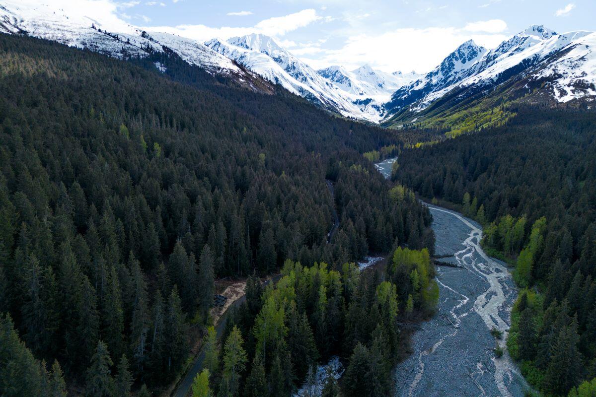 River running through mountain valley River running through mountain valley