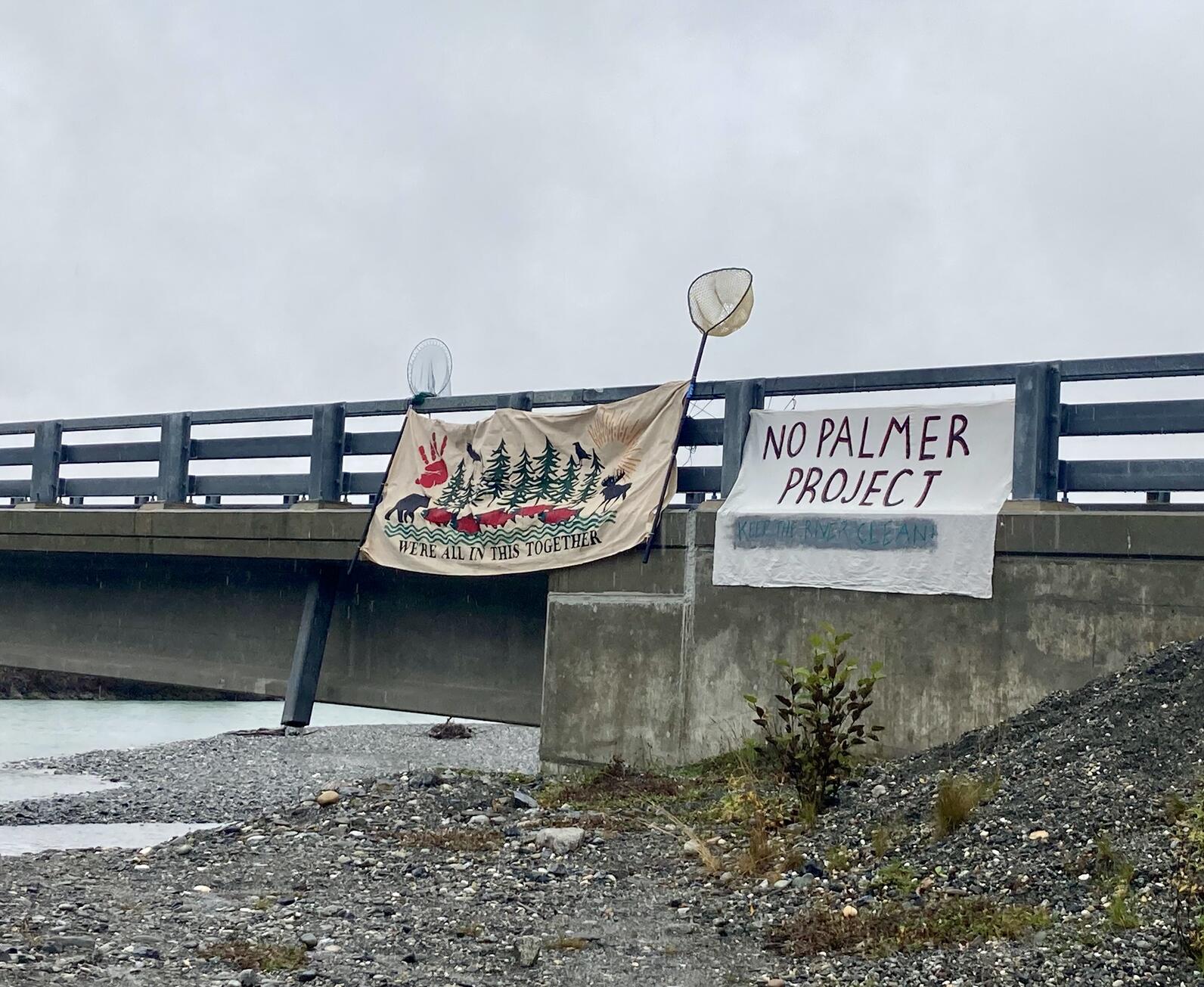 Banners on a bridge