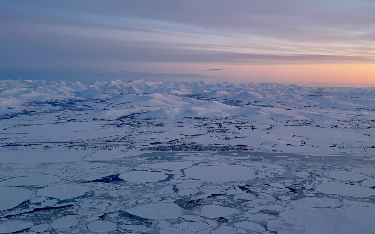 Aerial view of Alaskan city