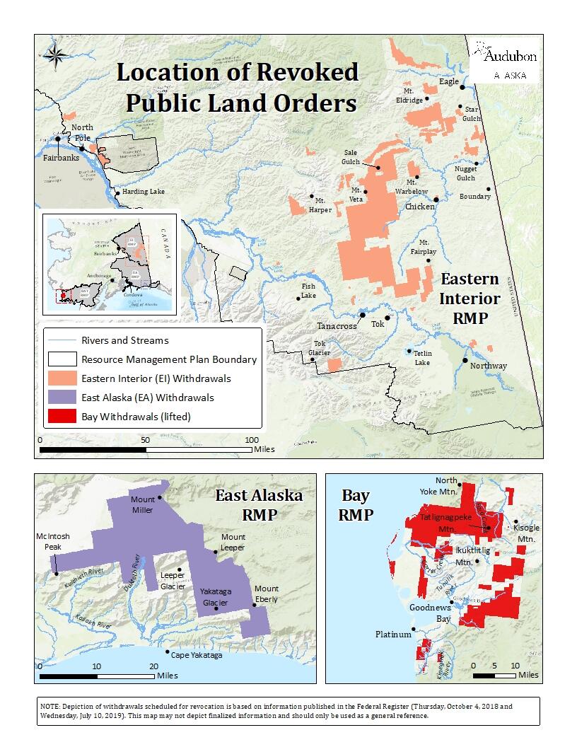 Map of areas that have been withdrawn and open for mineral entry