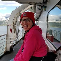 Lauren on the ferry in Haines, Alaska.