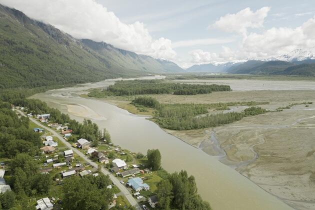 Town in river valley